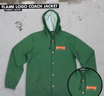 Thrasher bunda Flame Logo Coach Forest Green 