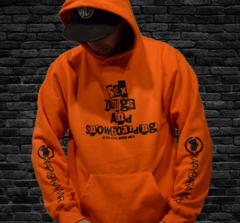 Mikina Kapybara street wear - Sex Drugs and Snowboarding (Orange)