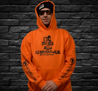 Mikina Kapybara street wear - Sex Drugs and Skateboarding (Orange)