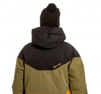 Pánská SNB & SKI bunda Meatfly Hoax Premium, Black/Green Leaves/Wood