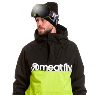 Pánská SNB & SKI bunda Meatfly Slinger Premium, Black/Lime